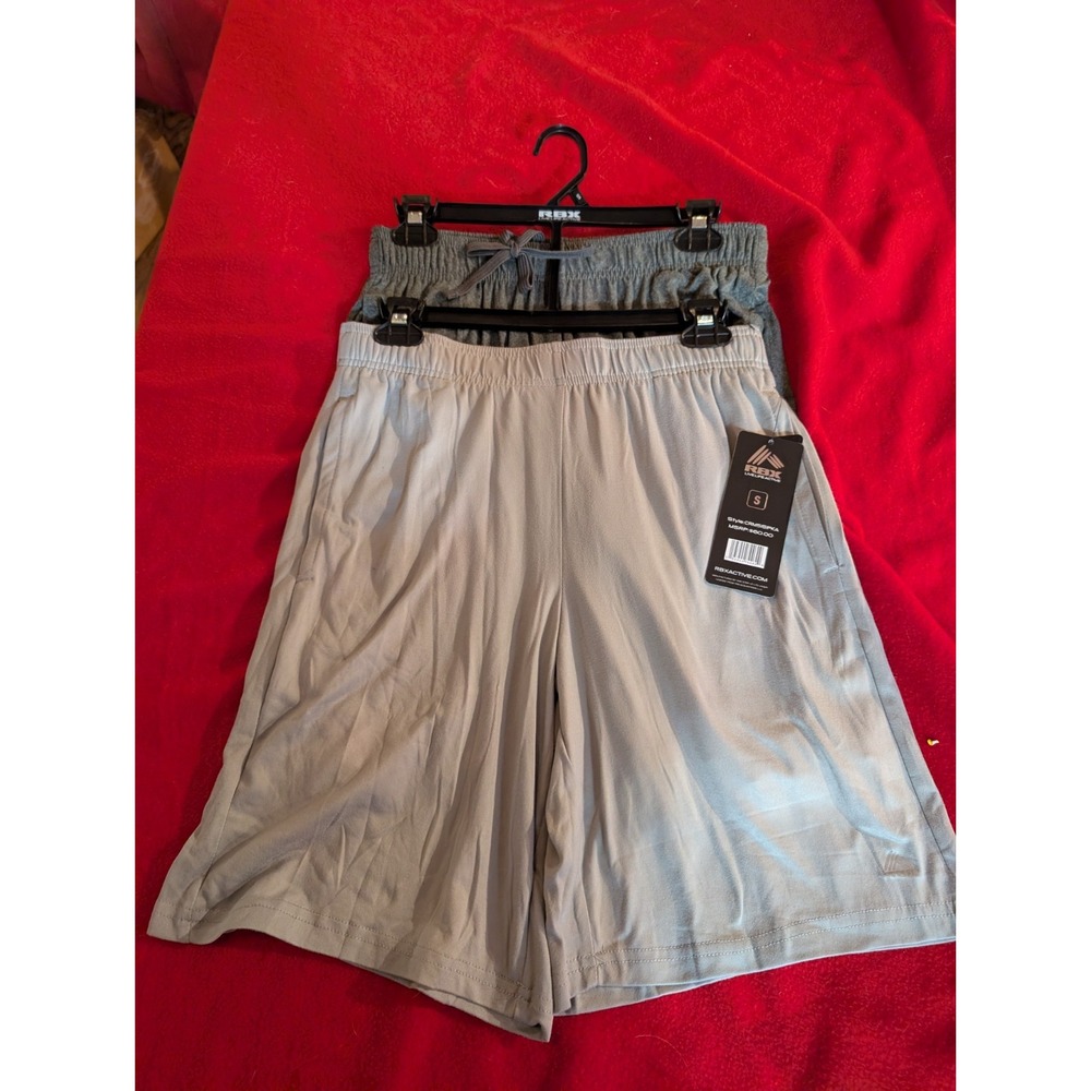 RBX Mens Knit Shorts 1 Dk Gray, 1 Light Gray - 2 PACK size Small Athletic Gym